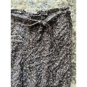 Sadie & Sage Floral Pants Sz L With Belt Stretch Wide Leg Comfort Classy